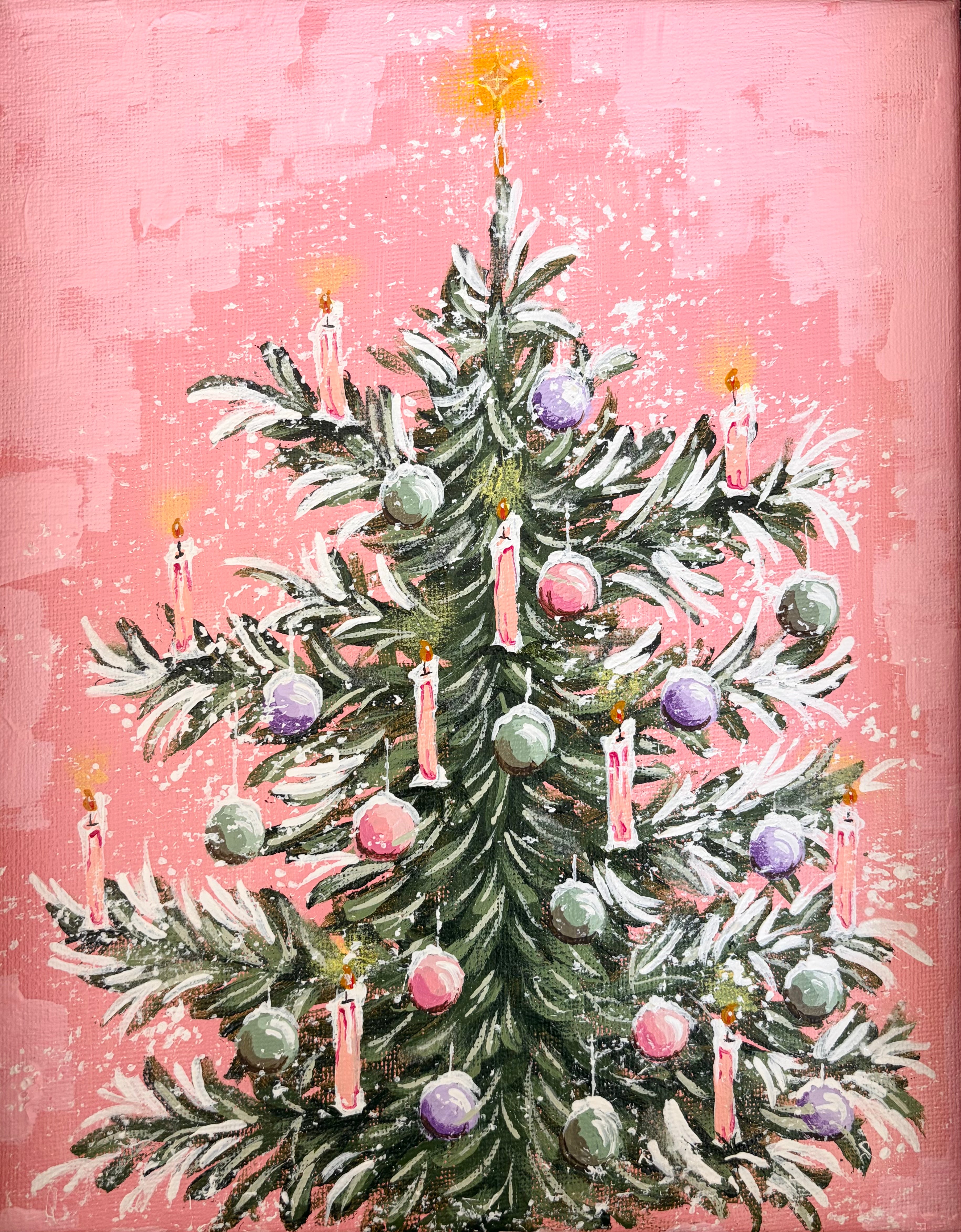 Winter Tree with Ornaments Art Print