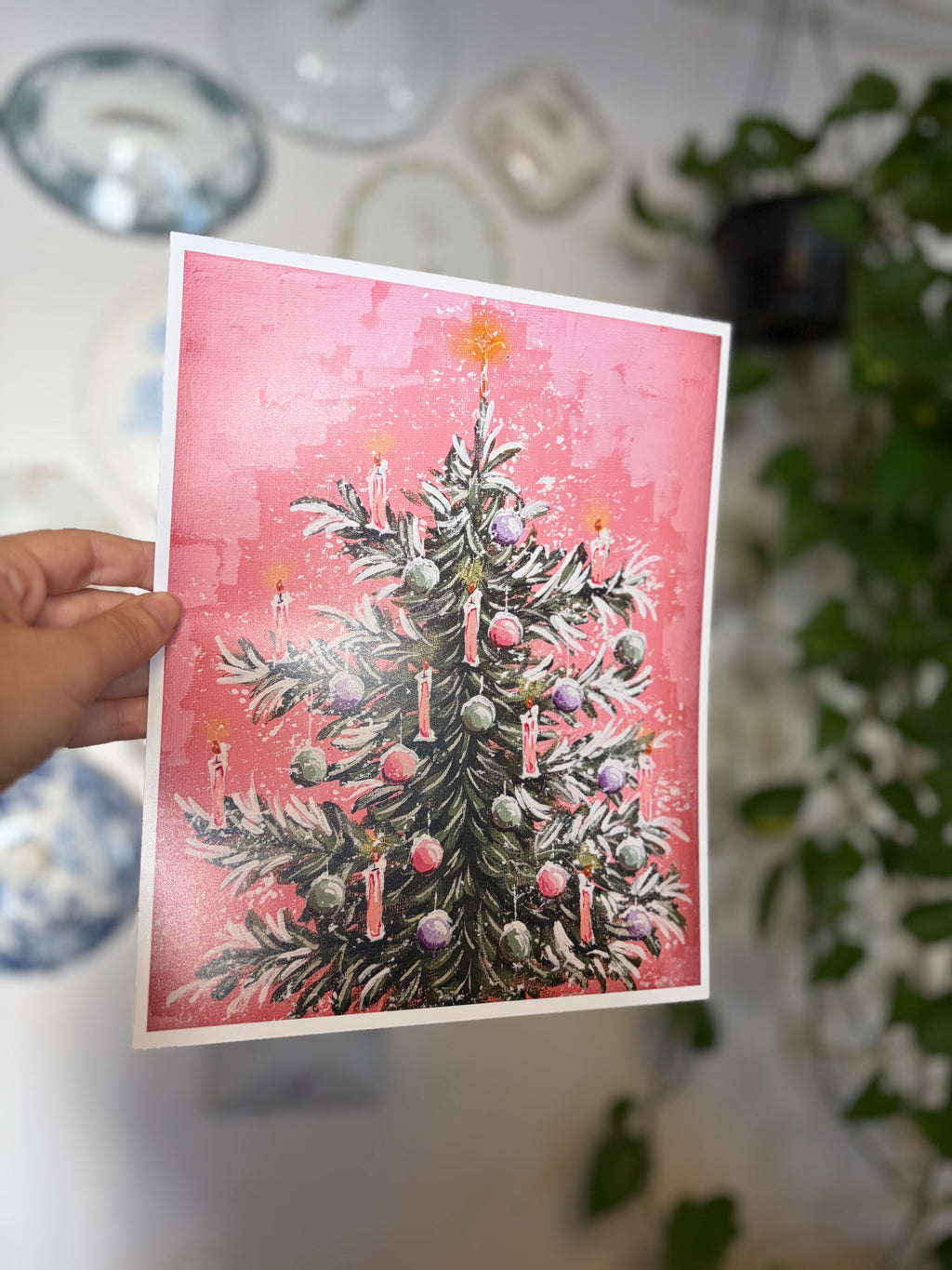 Winter Tree with Ornaments Art Print