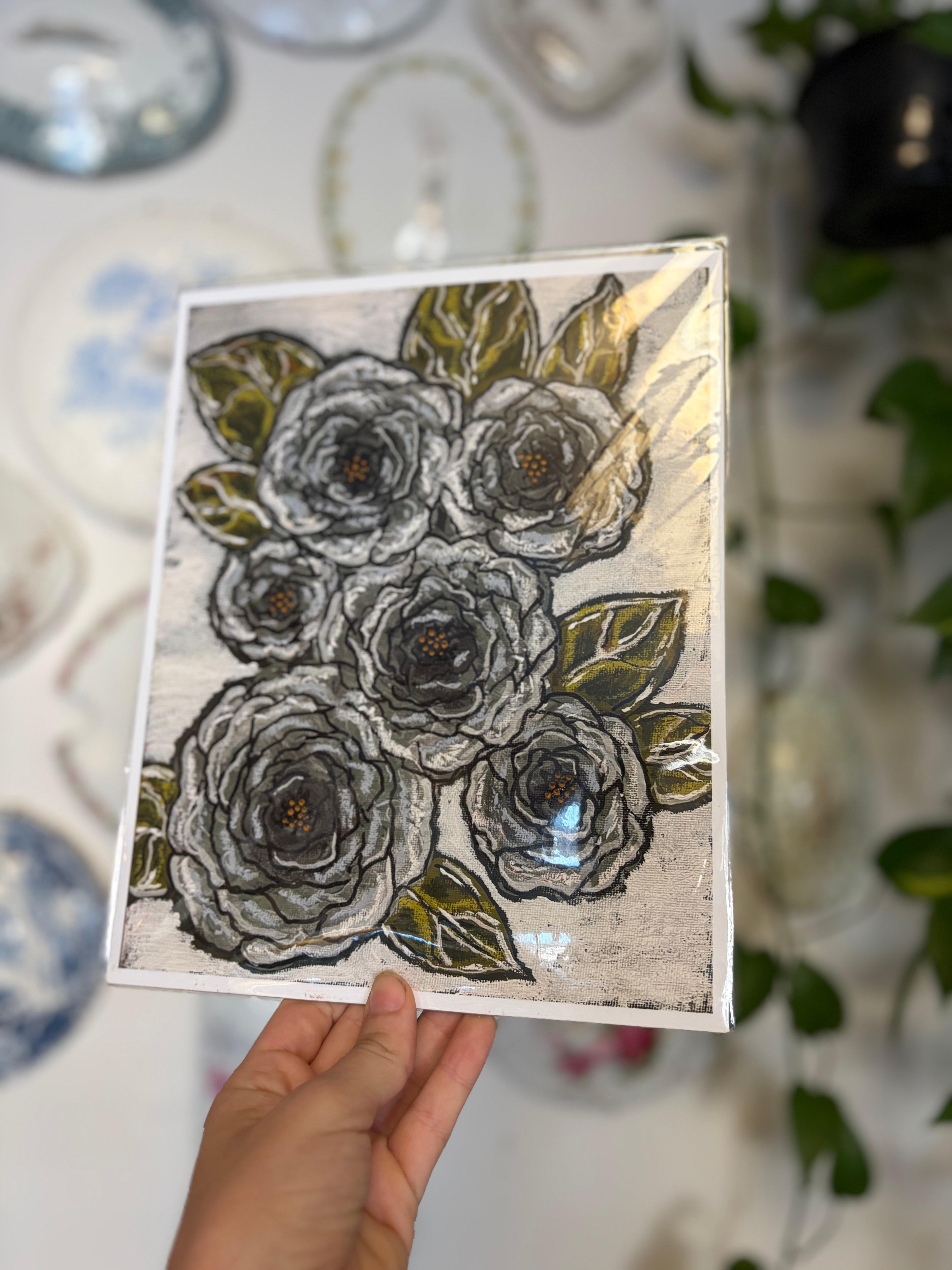 Blue/Grey Florals Art Print