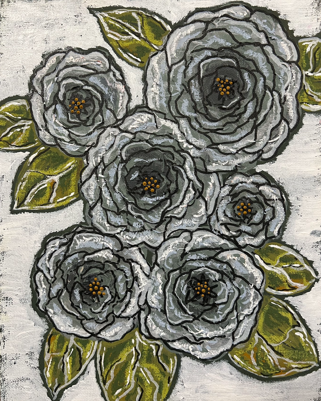 Blue/Grey Florals Art Print