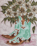 Cowgirl Floral Boots Art Print