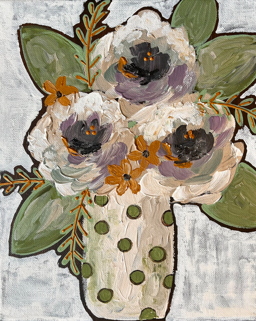 Polka Dot Floral Art Print