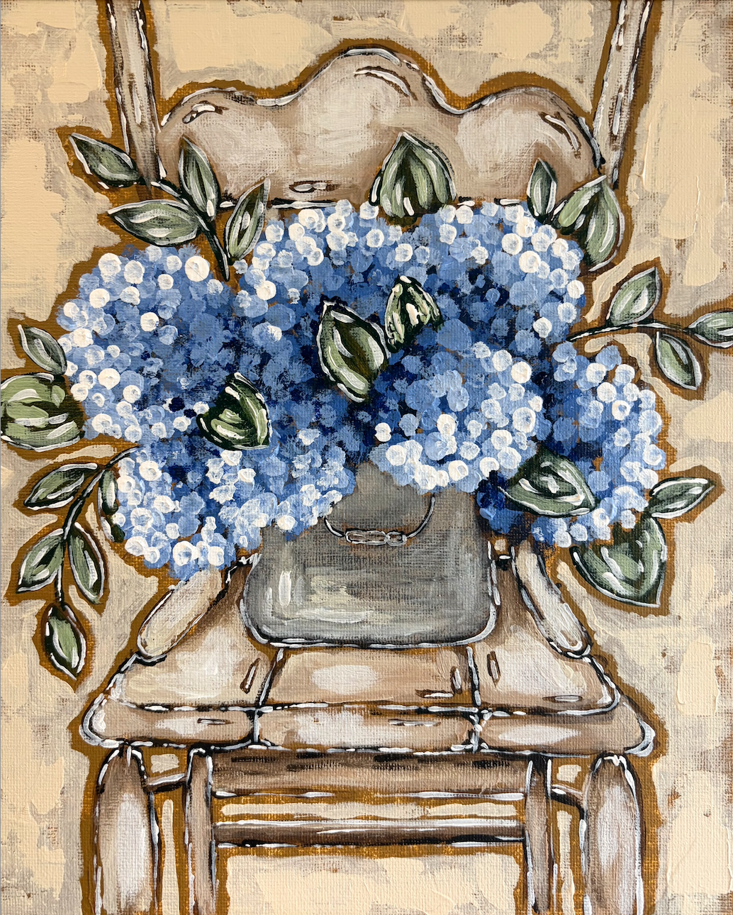 Hydrangea Chair Art Print