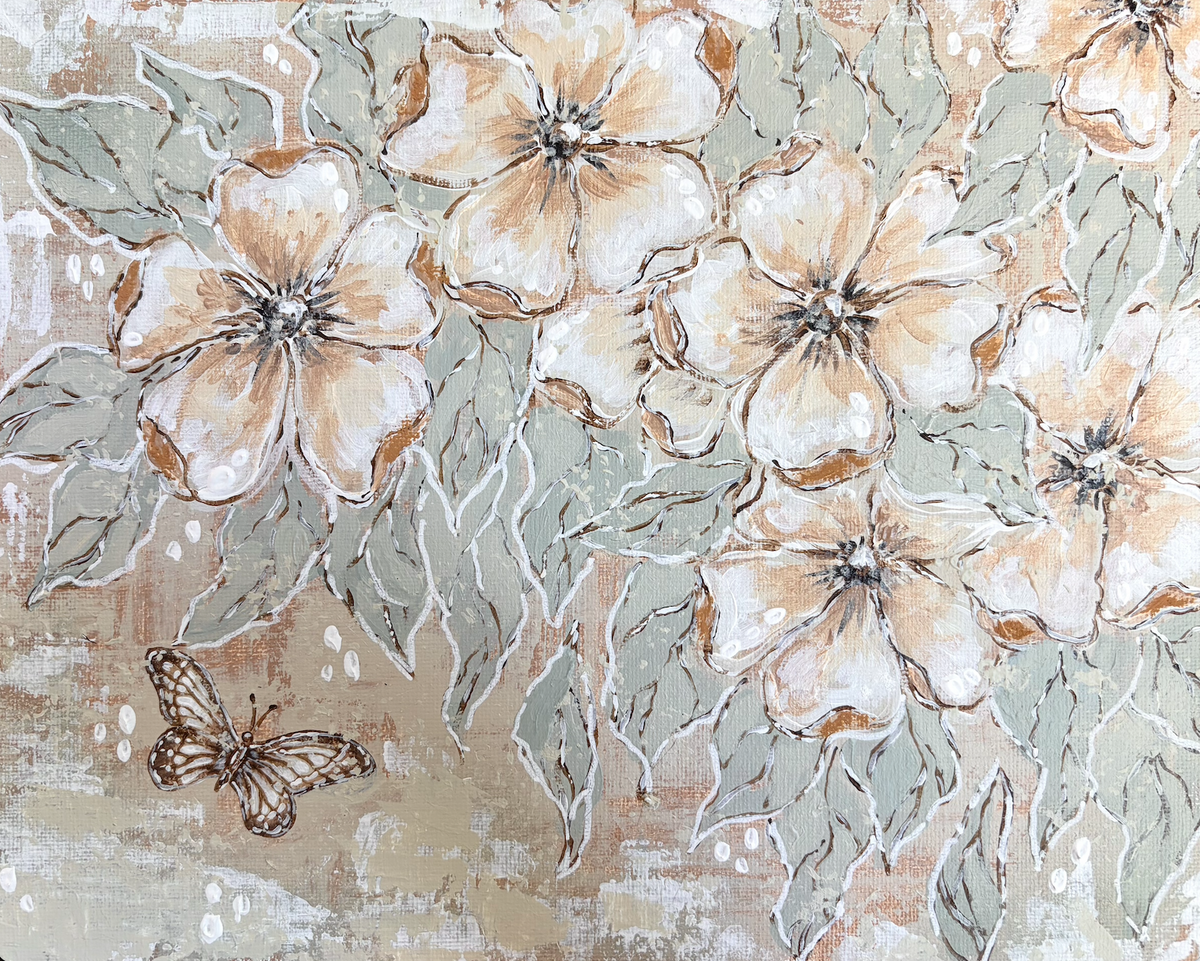 Butterfly & Flowers Art Print